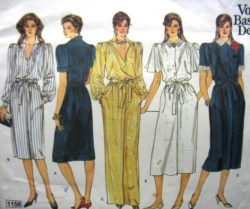 1156 VOGUE YOKE TIED SHORT - LONG SLEEVE  A-DRESS 3 LENGTHS PATTERN 8-12, 14-18
